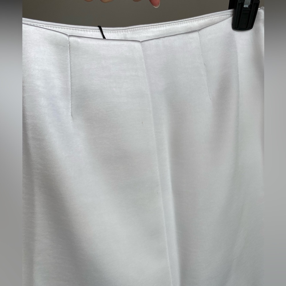 Zara Satin Effect High Waist Midi Skirt Back slit Oyster White Thick NWT - Picture 14 of 16